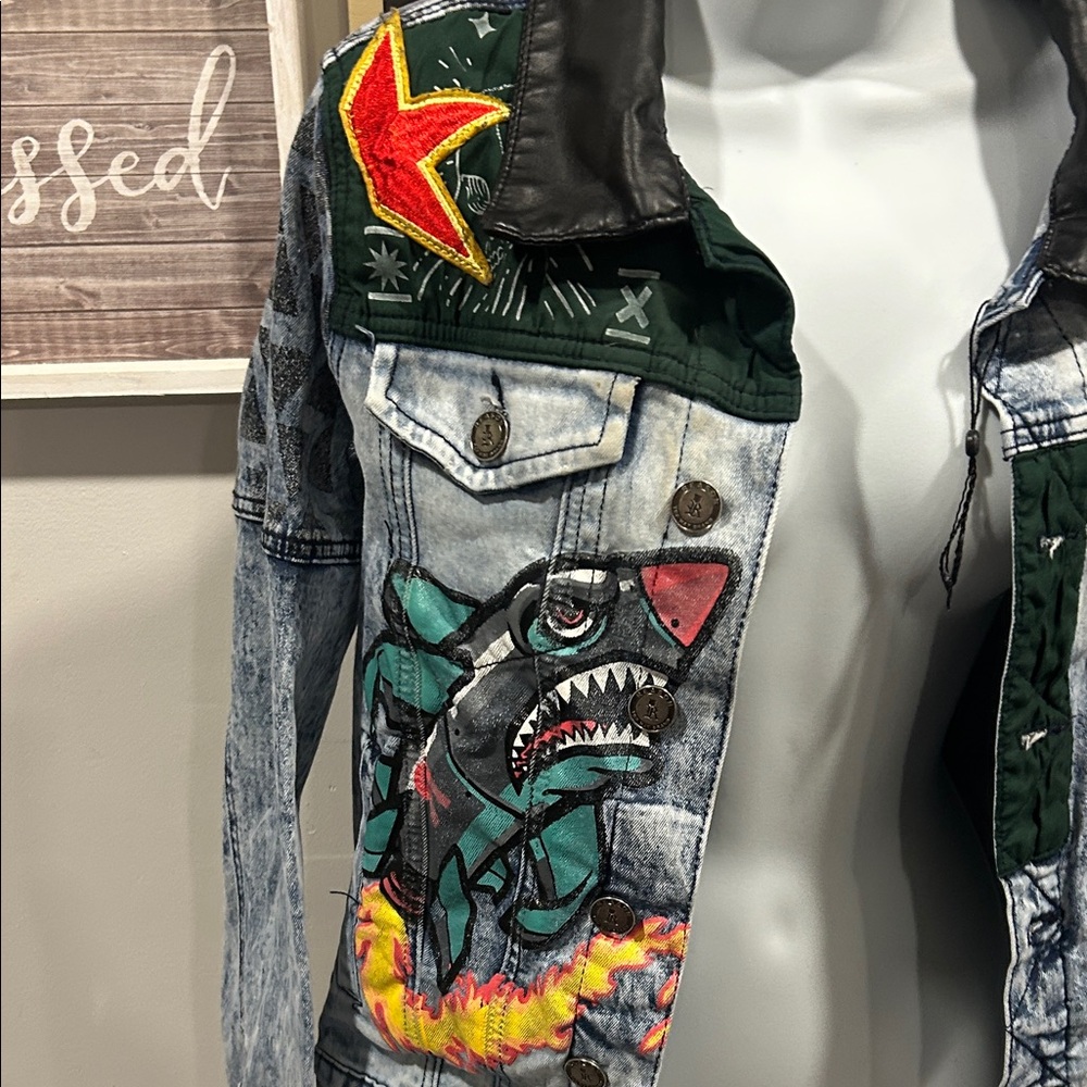 Reason Multicolor Patchwork Bomber Jacket NWT - image 4